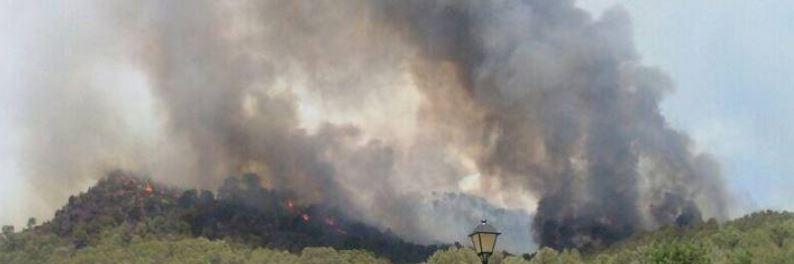  Cuatro aviones, tres helicópteros, 7 brigadas y 5 camiones tratan de apagar el incendio en Sa Coma Calenta