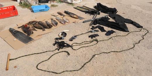 
Agentes de Medio Ambiente interceptan once piezas de pesca capturadas ilegalmente por dos buceadores en aguas de Cabrera