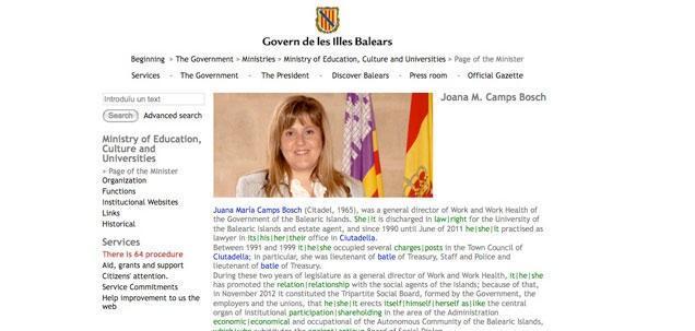 El Govern suspende la traducción automática de su web por traducciones erróneas en topónimos y nombres propios