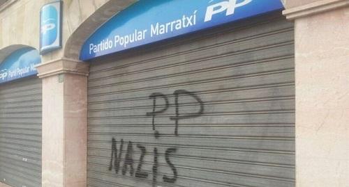 Pintadas en las sedes del PP de Binissalem y Marratxí en las que les acusan de ser 'feixistes' y 'nazis'