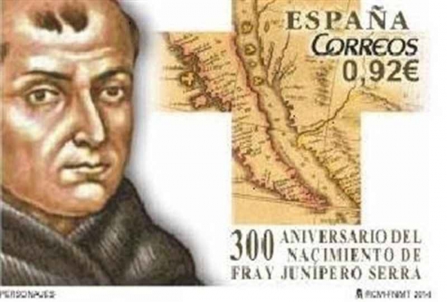 Fray Juníper Sera ilustra un sello de correos por el III centenario de su nacimiento