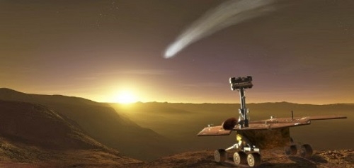 El cometa Siding Spring acaricia Marte