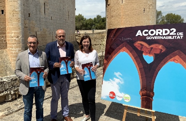 PSIB-PSOE, Unidas Podemos y MÉS para Mallorca firman los Acuerdos de Bellver