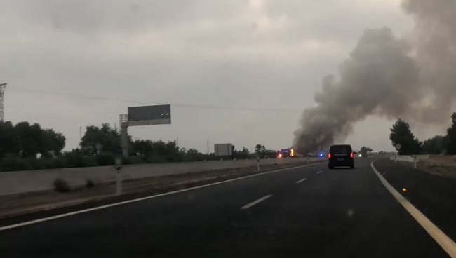 Incendio de un autobús en la autopista de Inca
