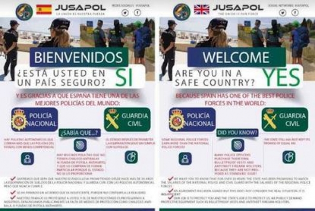 Jusapol informa al turismo de la importancia que tiene la labor de la Guardia civil y Policía nacional