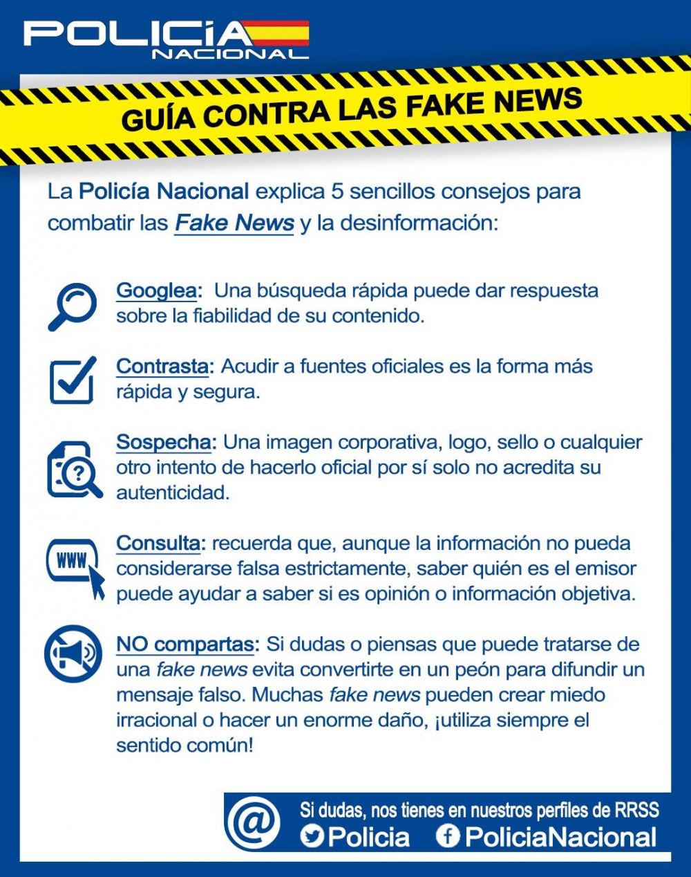 La Policía Nacional presenta la primera guía para evitar ser manipulados por las fake news
