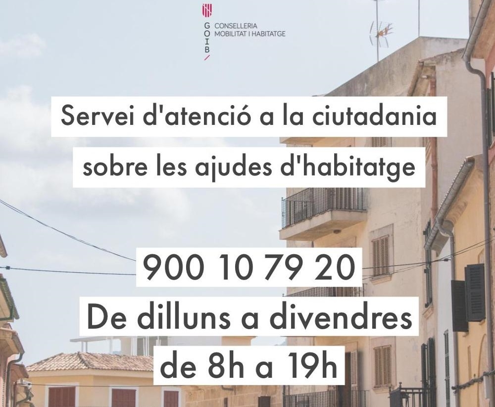 El Govern habilita un servicio telefónico de atención a la ciudadanía sobre las ayudas en materia de vivienda