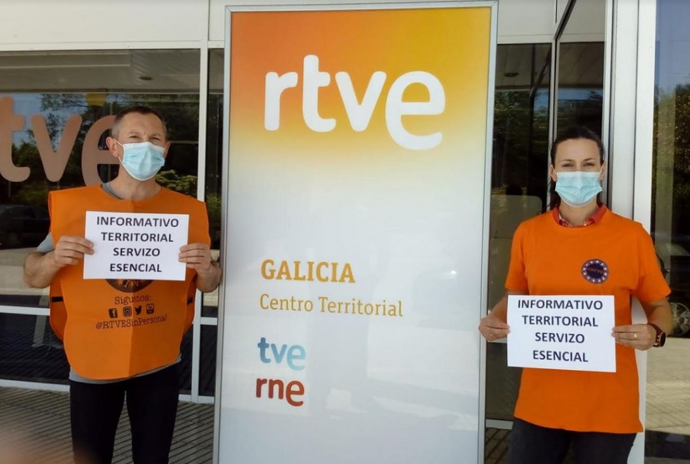 Protesta de los trabajadores de RTVE ante el recorte de la información territorial