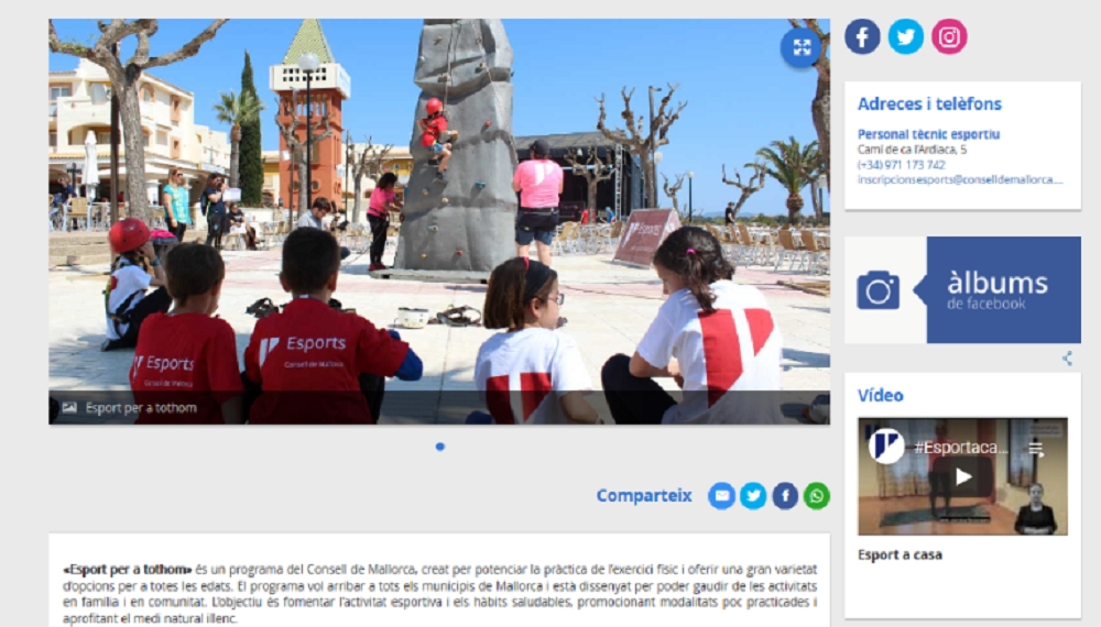Un nou web d’Esports al servei de la ciutadania de Mallorca