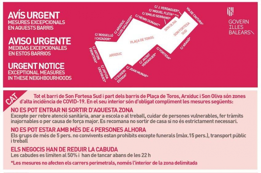 Salud prorroga siete días más las restricciones de la zona de Arquitecto Bennàzar 