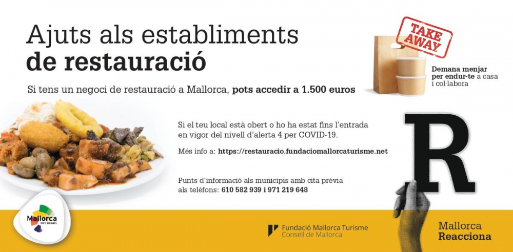 Se inicia el primer pago de las ayudas al sector de la restauración de Mallorca con el abono de un 20% del total