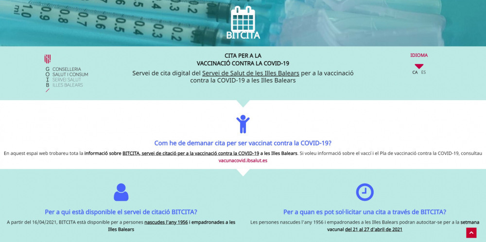 La Conselleria de Salud pone en marcha la web de cita para ser vacunado contra la COVID-19