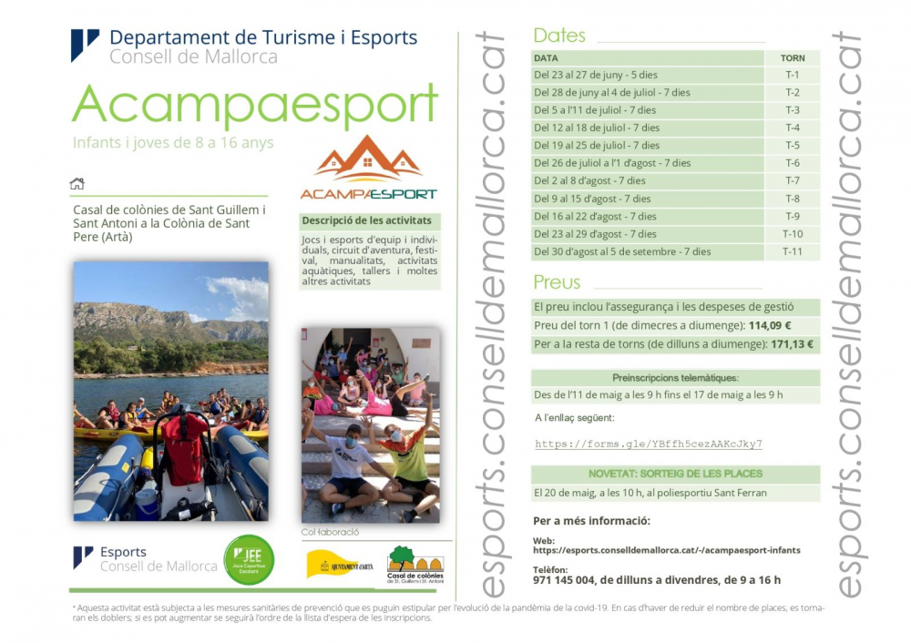 Torna Acampaesport del Consell amb 11 torns d’estades esportives a Artà