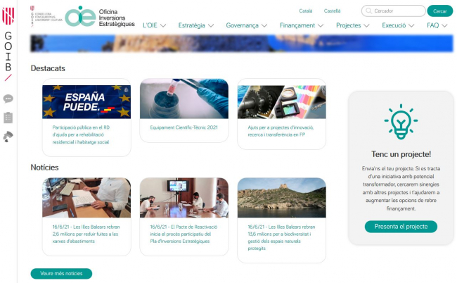 Publican una web de Inversiones Estratégicas con una ventanilla única para presentar proyectos