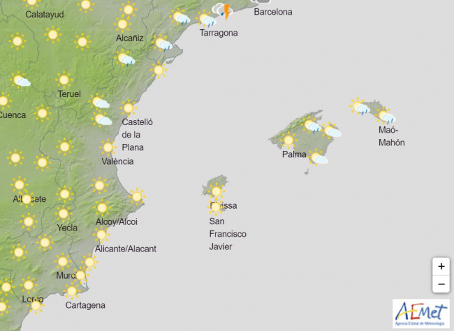 Hoy domingo, posibilidad de algún chubasco en Mallorca