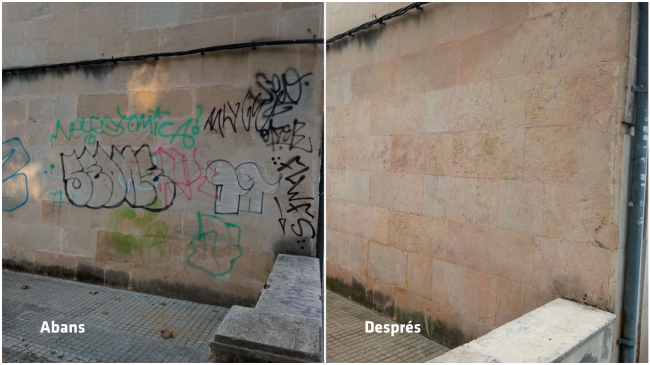 Palma realiza durante 2021 cerca de 7000 actuaciones de limpieza de pintadas vandálicas, una media de 18 diarias