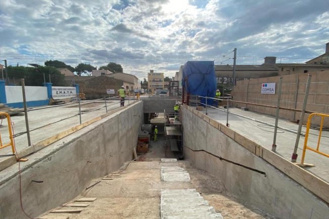 El mes de diciembre finalizarán las obras de supresión del paso a nivel de Sa Farinera en Marratxí