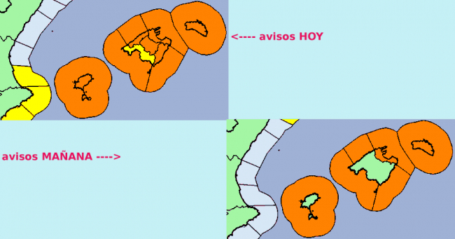 Hoy y mañana nivel máximo naranja por temporal en Baleares