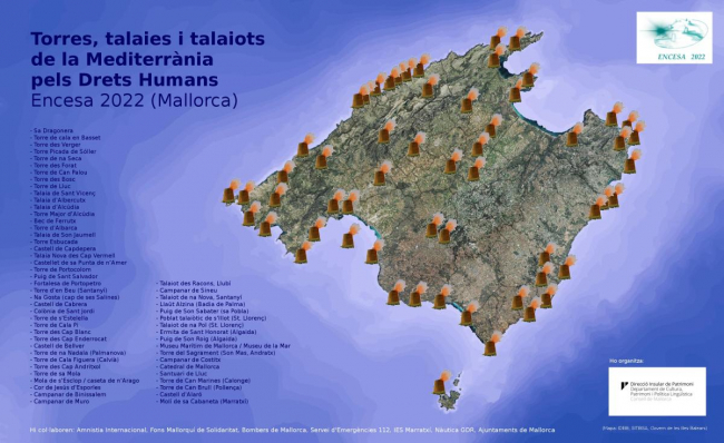 El Consell de Mallorca volverá a encender las torres de defensa y atalayas por los derechos humanos