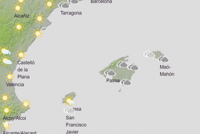 Hoy domingo, nuboso y posibilidad de chubascos en Mallorca y Menorca