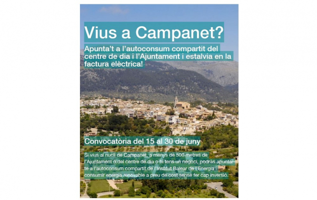 Acaba este jueves el proceso de adhesión a los autoconsumos compartidos de Campanet