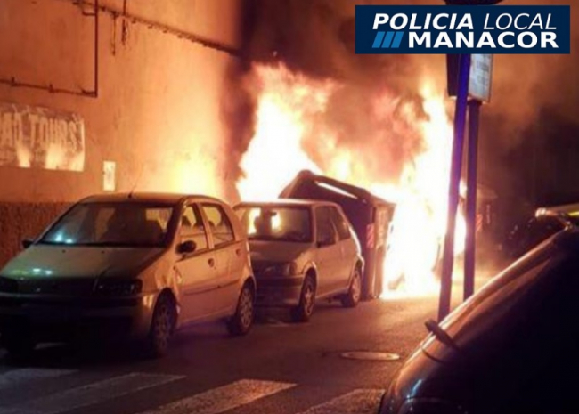 La Policía Local de Manacor detiene a un hombre responsable de la quema de siete contenedores en Manacor