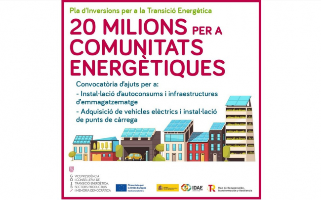 El Govern abre este lunes la línea de ayudas para comunidades energéticas, la primera del PITEIB en ponerse en marcha y dotada con 20 millones