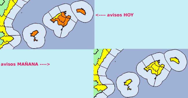 Alerta por chubascos con tormenta fuertes o muy fuertes en las islas