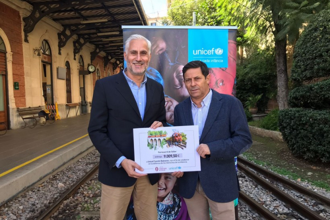 El Tren de Sóller dona más de 9.000 euros a UNICEF España con motivo del Día Mundial de la Infancia