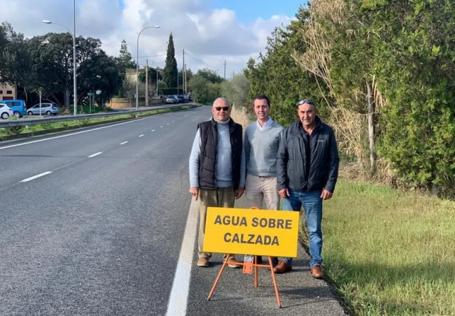 El PP denuncia “el mal estado” y “los continuos embalses de agua” cuando llueve en la carretera de Palmanyola a s’Esgleieta