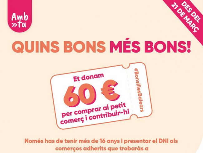 Se inicia este martes la campaña de Bons Illes Balears comerciales del Govern, que incluye a más de mil comercios