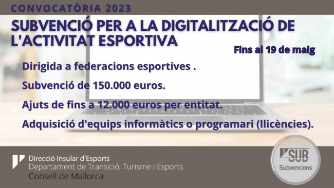 El Consell ofrece una ayuda de hasta 12.000 euros a las inversiones destinadas a mejorar la digitalización de las federaciones