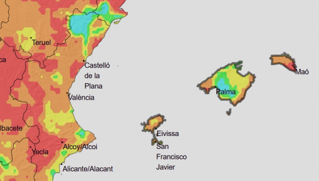 Nivel de riesgo de incendio extremo o muy alto hoy en las islas