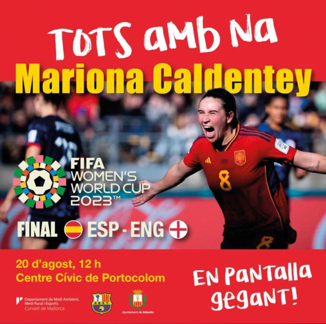 El Consell de Mallorca habilitará dos pantallas gigantes en Pòrtol y en Portocolom para ver la final del mundial de fútbol femenino