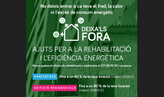 El Govern lanza una campaña de ayudas para la mejora de la eficiencia energética en viviendas y edificios residenciales