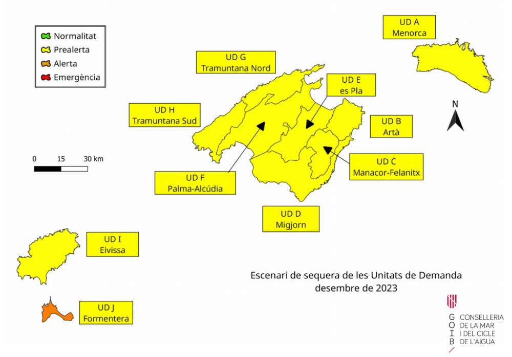 Las reservas hídricas en las Illes Balears experimentan una ligera disminución en diciembre