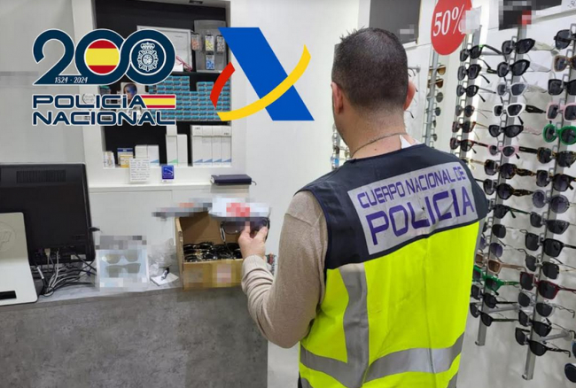 Intervenidas falsificaciones de gran calidad de una conocida marca de gafas de sol por valor de 43.000 euros que vendía una cadena de ópticas
