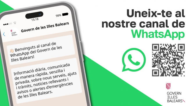 El Govern de les Illes Balears pone en marcha su nuevo canal de WhatsApp