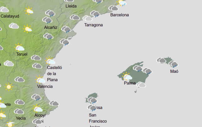 Este viernes anuncian posibles chubascos en las islas Baleares