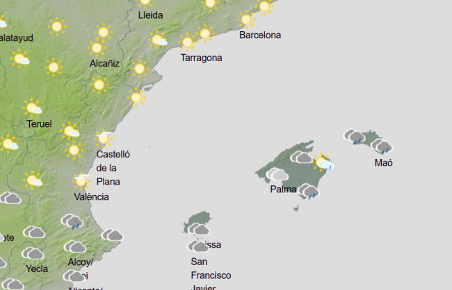 Mañana lunes tenemos lluvias en las Islas Baleares