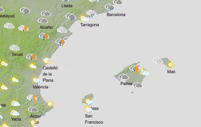 Mañana martes en Mallorca, chubascos localmente fuertes o muy fuertes 