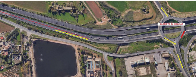 Corte del tráfico de la autopista del aeropuerto, en dirección a Palma, el domingo durante la noche 