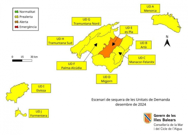 Las reservas hídricas de Balears cierran 2024 al 52%
