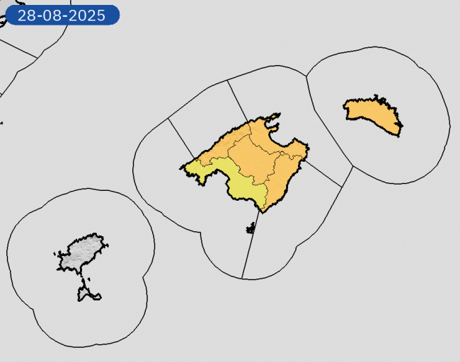 Avisos  activos hoy y mañana en Illes Balears por lluvias y tormentas
