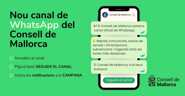 El Consell de Mallorca estrena canal oficial en WhatsApp