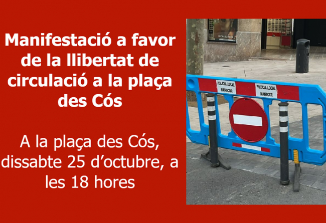 Manifestación a favor de la libertad de circulación en la plaza des Cós de Manacor