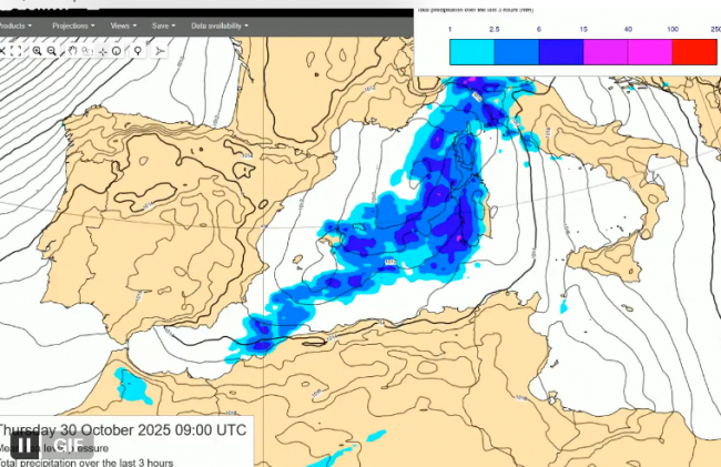 Activada la alerta naranja (IG-1 del Plan Meteobal) por lluvias y tormentas en Mallorca y Menorca