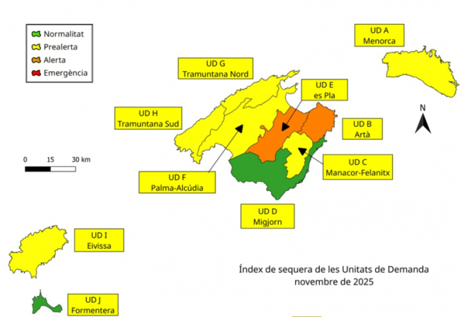 Las reservas hídricas en las Illes Balears suben al 48% en noviembre