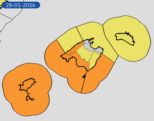 Alerta naranja este miércoles día 28 por fuertes vientos con rachas huracanadas