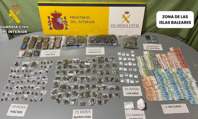 La Guardia Civil desarticula un punto de venta de drogas en la localidad de Sant Antoni de Portmany (Ibiza)